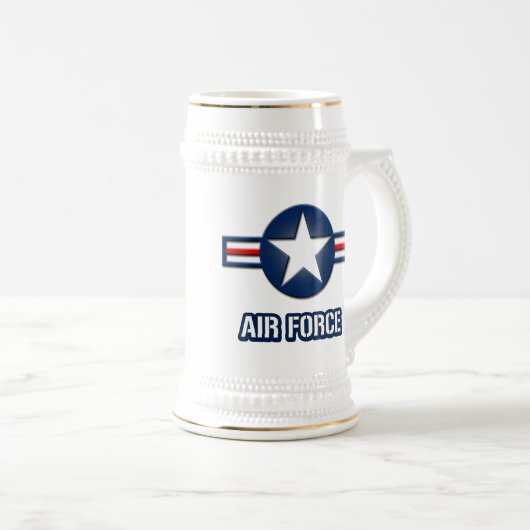 Luchtmacht Logo Beer Stein Bierpul (Voorkant rechts)