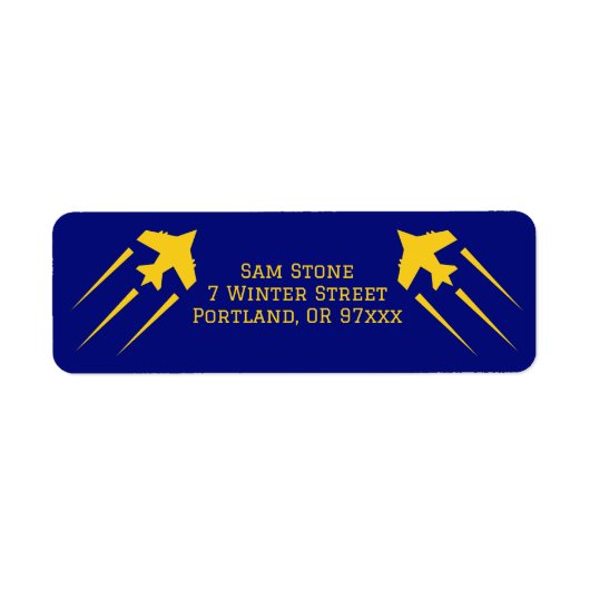 Luchtmacht Militaire Star Medal Vliegtuig Blue Gol Etiket (Voorkant)