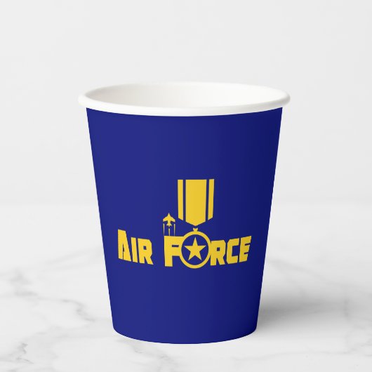 Luchtmacht Militaire Star Medal Vliegtuig Blue Gol Papieren Bekers (Voorkant)