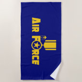 Luchtmacht Militaire Star Medal Vliegtuig Blue Gol Strandlaken (Voorkant)