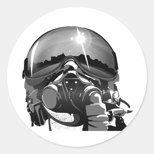 Luchtmacht piloot Helmet en masker Ronde Sticker (Voorkant)