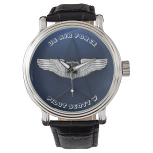 Luchtmacht Pilot Wings Gepersonaliseerd cadeau Horloge