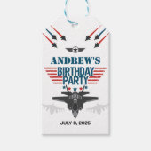 Luchtmacht straaljager piloot verjaardag cadeaulabel (Voorkant)