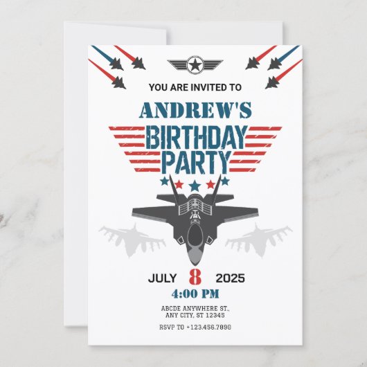 Luchtmacht straaljager piloot verjaardag kaart (Voorkant)