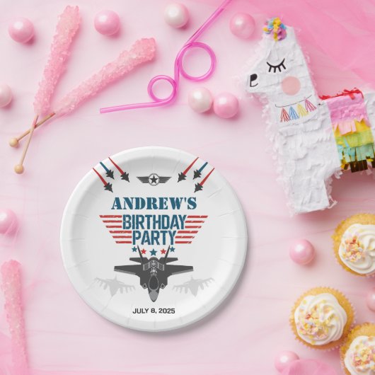 Luchtmacht straaljager piloot verjaardag papieren bordje (Feest)