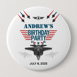 Luchtmacht straaljager piloot verjaardag ronde button 4,0 cm