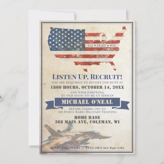  Luchtmacht Vlag Afwezig Feest Kaart (Voorkant)