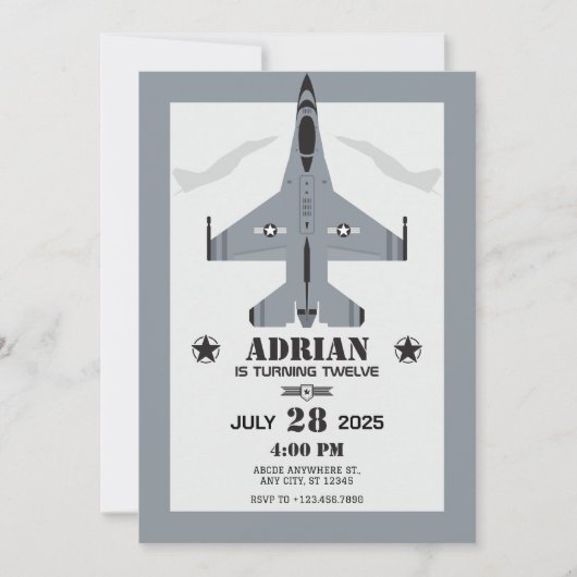 Luchtmacht vliegtuig verjaardag kaart (Voorkant)