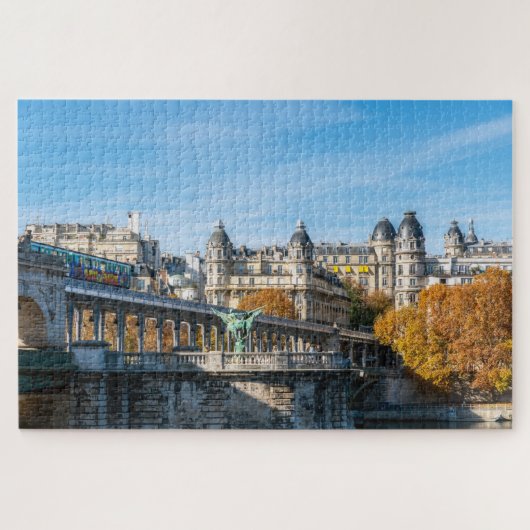 Luchtmetro op Pont de Bir-Hakeim - Parijs, Frankri Legpuzzel (Horizontaal)