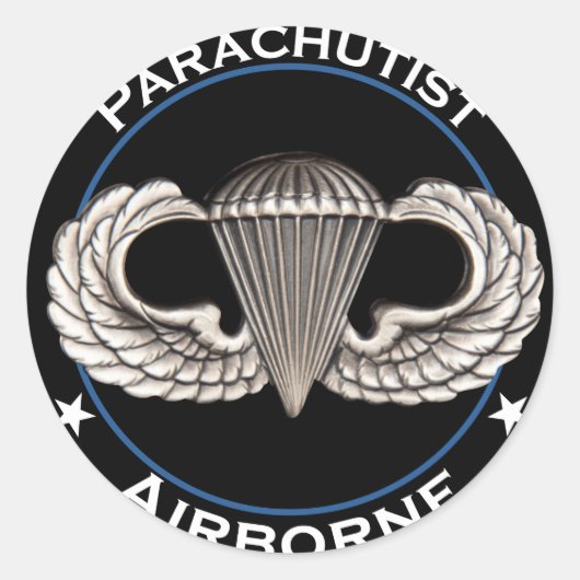 luchtparachutist ronde sticker (Voorkant)
