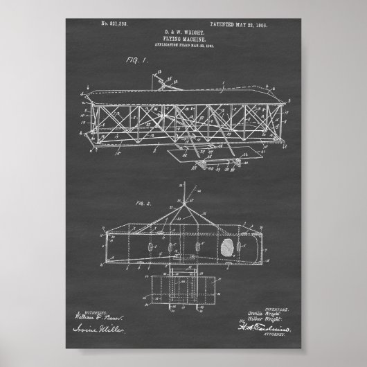 Luchtpatent van de gebroeders Wright - Chalkboard Poster (Voorkant)