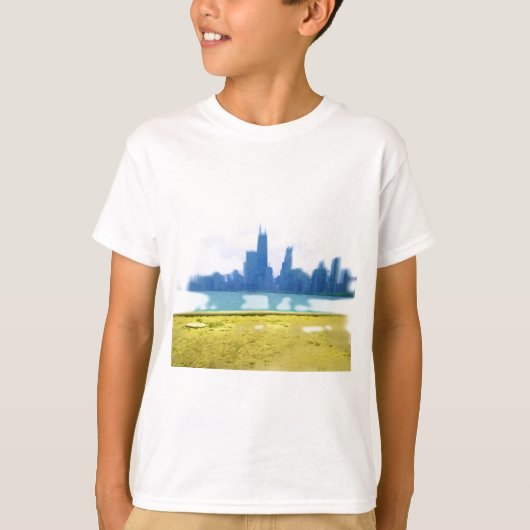 Luchtpensed Chicago Skyline Art T-shirt (Voorkant)