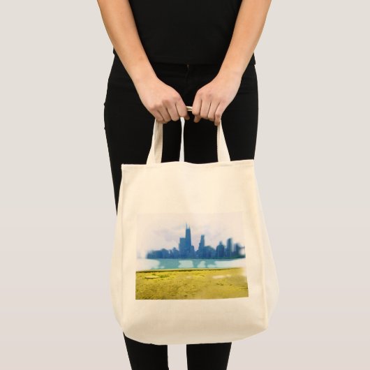 Luchtpensed Chicago Skyline Art Tote Bag (Voorkant (product))