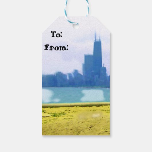 Luchtpenseel Chicago Skyscrapers Cadeaulabel (Achterkant)