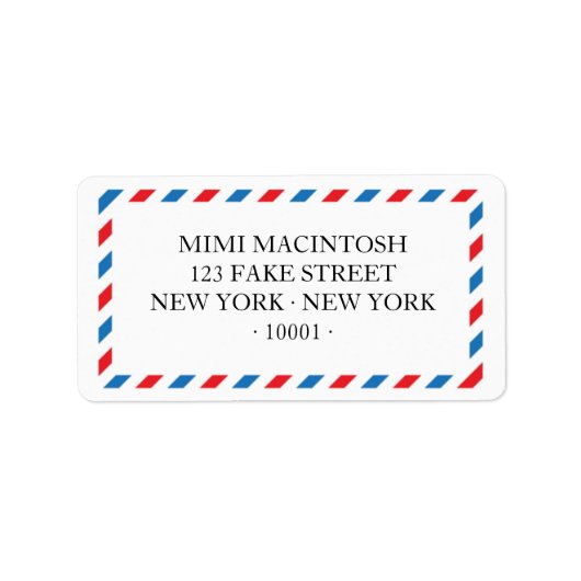Luchtpost Adreslabels Ontwerp Etiket (Voorkant)