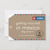 Luchtpost Bagage Label Huwelijk Opslagdatum Kraft Save The Date (Achterkant)