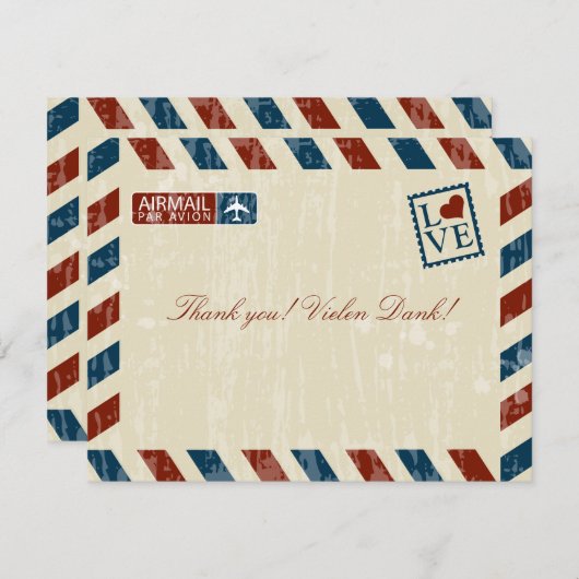  luchtpost bruiloft Dank u Bedankkaart (Voorkant / Achterkant)