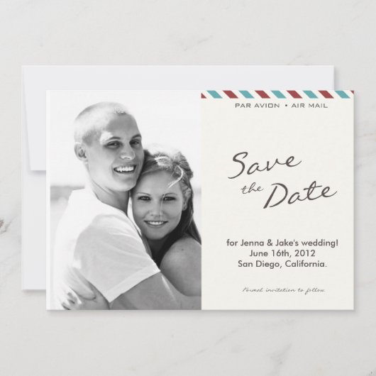 Luchtpost Foto Save the Date Aankondiging (004) (Voorkant)