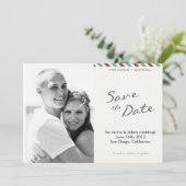 Luchtpost Foto Save the Date Aankondiging (004) (Staand voorkant)
