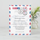 Luchtpost locatie bruiloft uitnodiging (Staand voorkant)