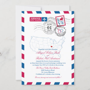 Luchtpost Missouri Wedding Kaart