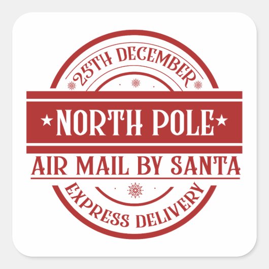 Luchtpost Noordpool, Santa Vierkante Sticker (Voorkant)