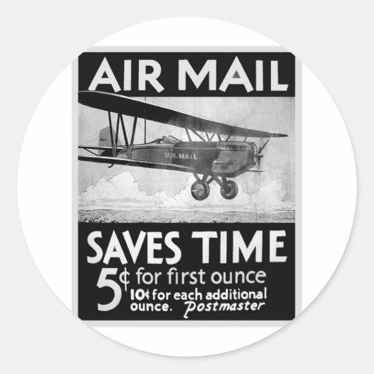 Luchtpost Poster Ronde Sticker (Voorkant)