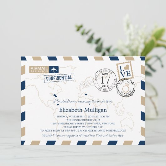 Luchtpost van New York en New Jersey | Vrijgezelle Kaart (Staand voorkant)