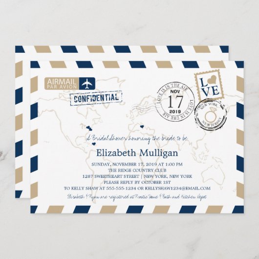 Luchtpost van New York en New Jersey | Vrijgezelle Kaart (Voorkant / Achterkant)