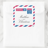 luchtpostbruiloft vierkante sticker (Tas)