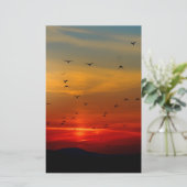 Luchtruim, zonsondergang, vogels, mooie foto briefpapier (Staand voorkant)