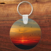 Luchtruim, zonsondergang, vogels, mooie foto sleutelhanger (Voorkant)