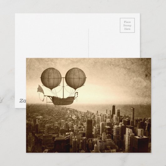 Luchtschip boven Chicago Briefkaart (Voorkant / Achterkant)