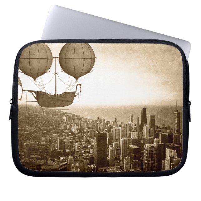 Luchtschip boven Chicago Laptop Sleeve (Voorkant)