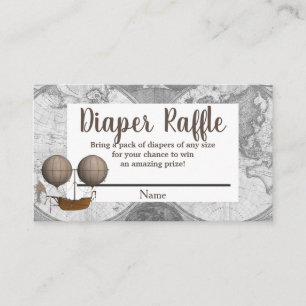 luchtschip en Wereldkaart Explorer Diaper Raffle Informatiekaartje