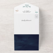 luchtschip met wederinkoop Cute Blimp Navy Baby s All In One Uitnodiging (Buitenkant)