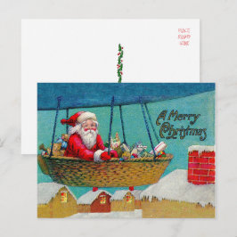luchtschip Santa Christmas Feestdagenkaart