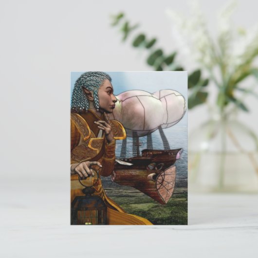 Luchtschip Steampunk Briefkaart (Staand voorkant)