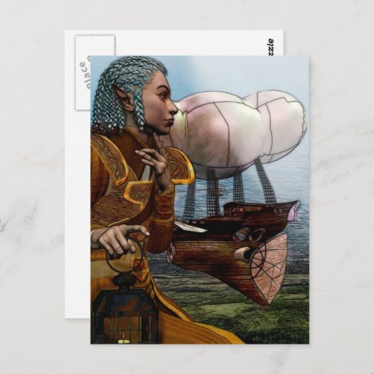 Luchtschip Steampunk Briefkaart (Voorkant / Achterkant)