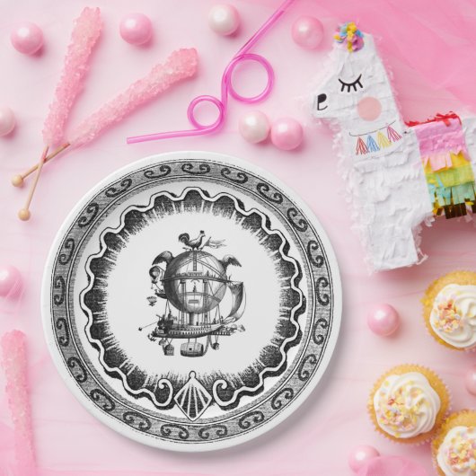  luchtschip Steampunk-ontwerp Papieren Bordje (Feest)