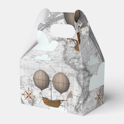  luchtschip verdeelbare Wereldkaart & wolken Bedankdoosjes (Achterkant)