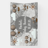 luchtschip verdeelbare Wereldkaart & wolken Spandoek (Verticaal)