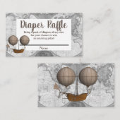 Luchtschip & Wereldkaart Explorer Luier Raffle Informatiekaartje (Voorkant / Achterkant)