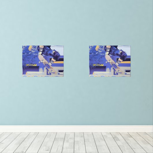 Luchttijd - Skateboarder Muurkunst Sets (Houten vloer)