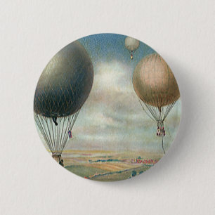 luchttransport, luchtballonnen, luchtvracht ronde button 5,7 cm