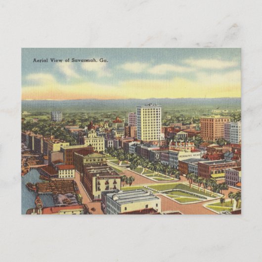 LuchtUitzicht Savannah GA retro Briefkaart (Voorkant)