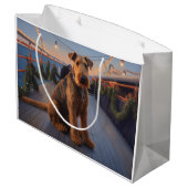 Luchtvaardige Kerstcruise: Pawsome Holiday Delight Groot Cadeauzakje (Achterkant Gekanteld)