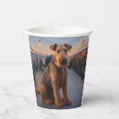 Luchtvaardige Kerstcruise: Pawsome Holiday Delight Papieren Bekers (Voorkant)