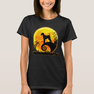 Luchtvaardige Terriër Hond En Maan Halloween Kostu T-shirt