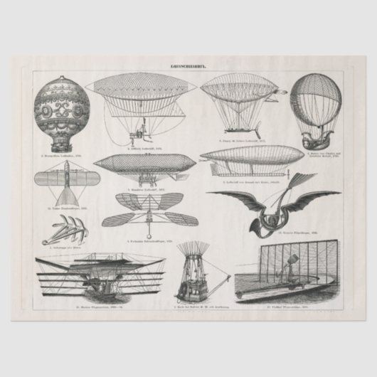 Luchtvaart (1897) Ephemera Decoupage Tissuepapier (Voorkant)